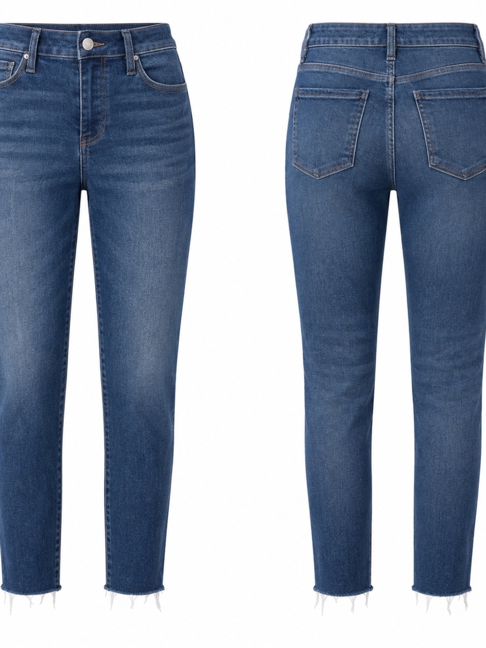 Kut from the Kloth Dark Blue Cropped Skinny Jeans with Frayed Hem